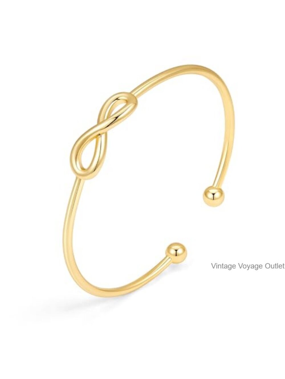 14K Gold Plated Adjustable Bangle Bracelet Infinity Love Knot Dainty Cuff